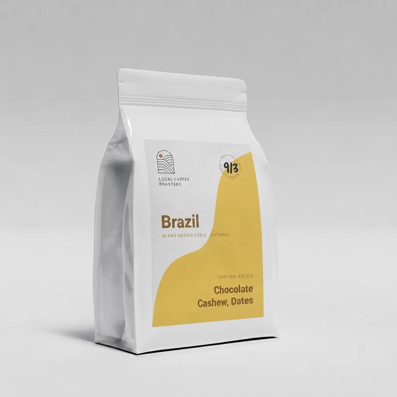 12 oz bag of Local Coffee Roasters Brazil Minas Gerais Luzia whole bean coffee